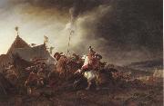 Philips Wouwerman A Detachment of cavalry attacking a camp Norge oil painting reproduction